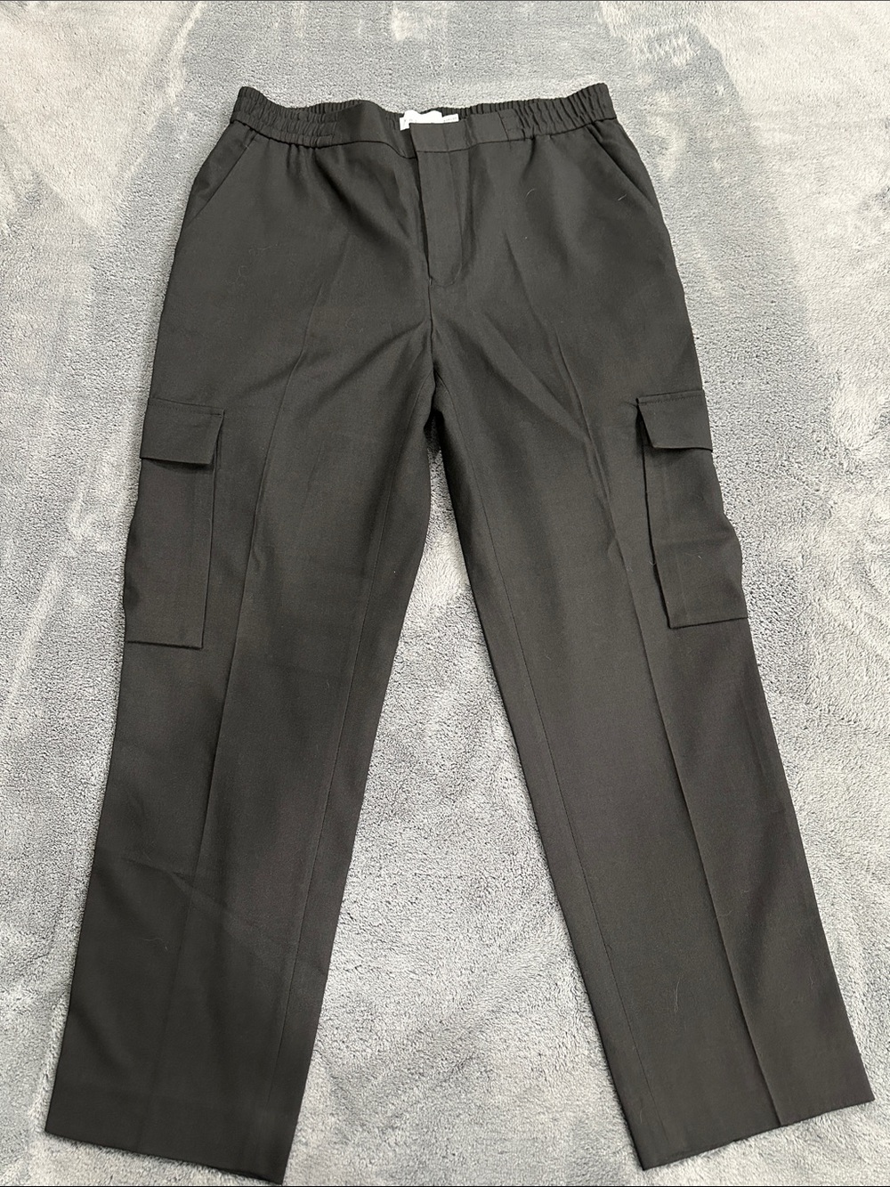 Topman Black Cargo Trousers with Side Pockets